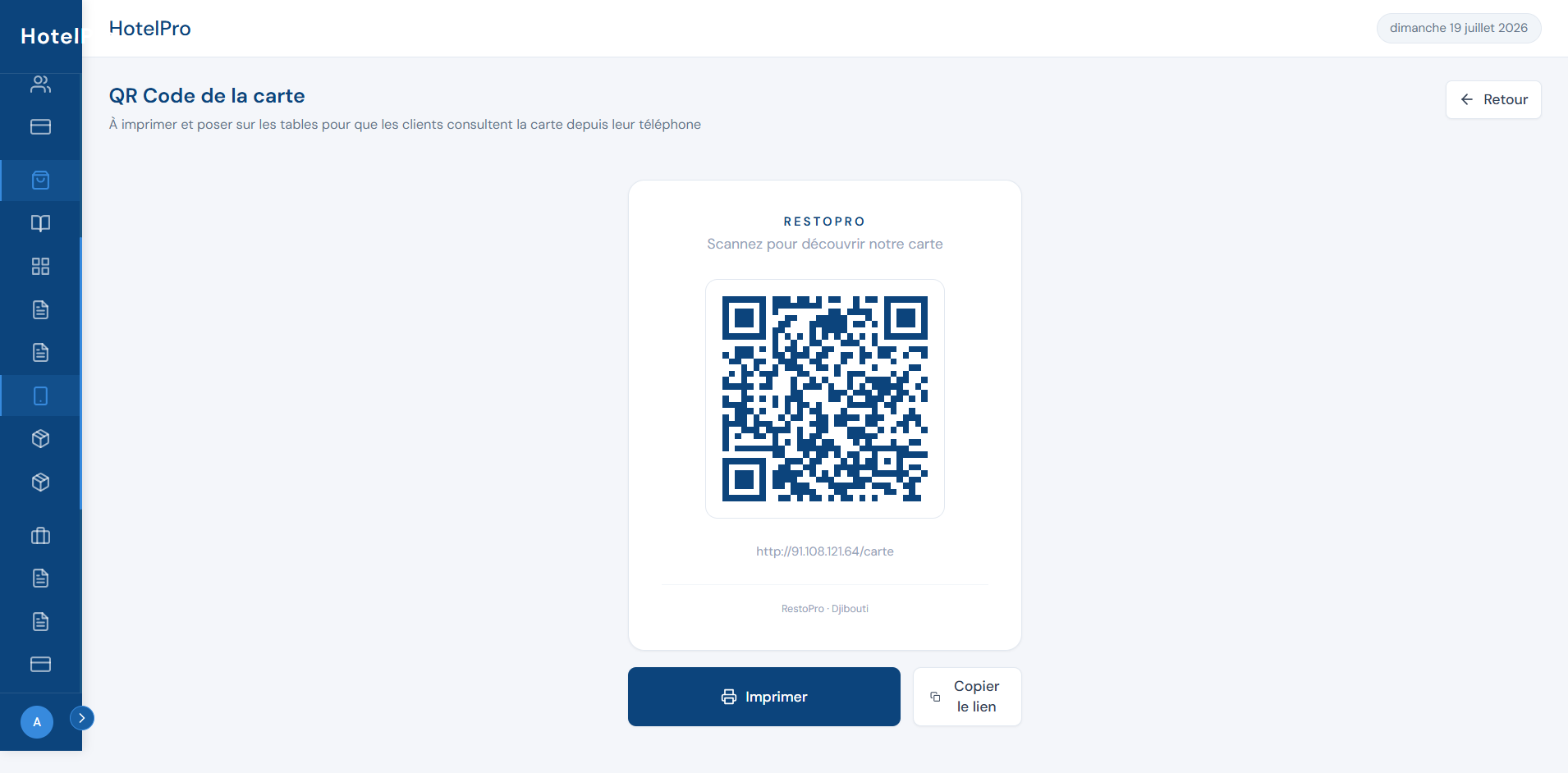 QR code menu